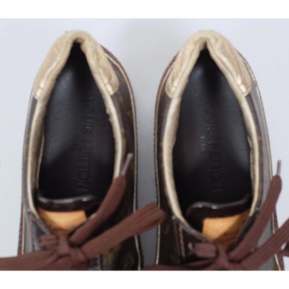 Louis Vuitton sneakers trainers 38.5 US 8.5 leather gold monogram LV - Picture 2 of 12
